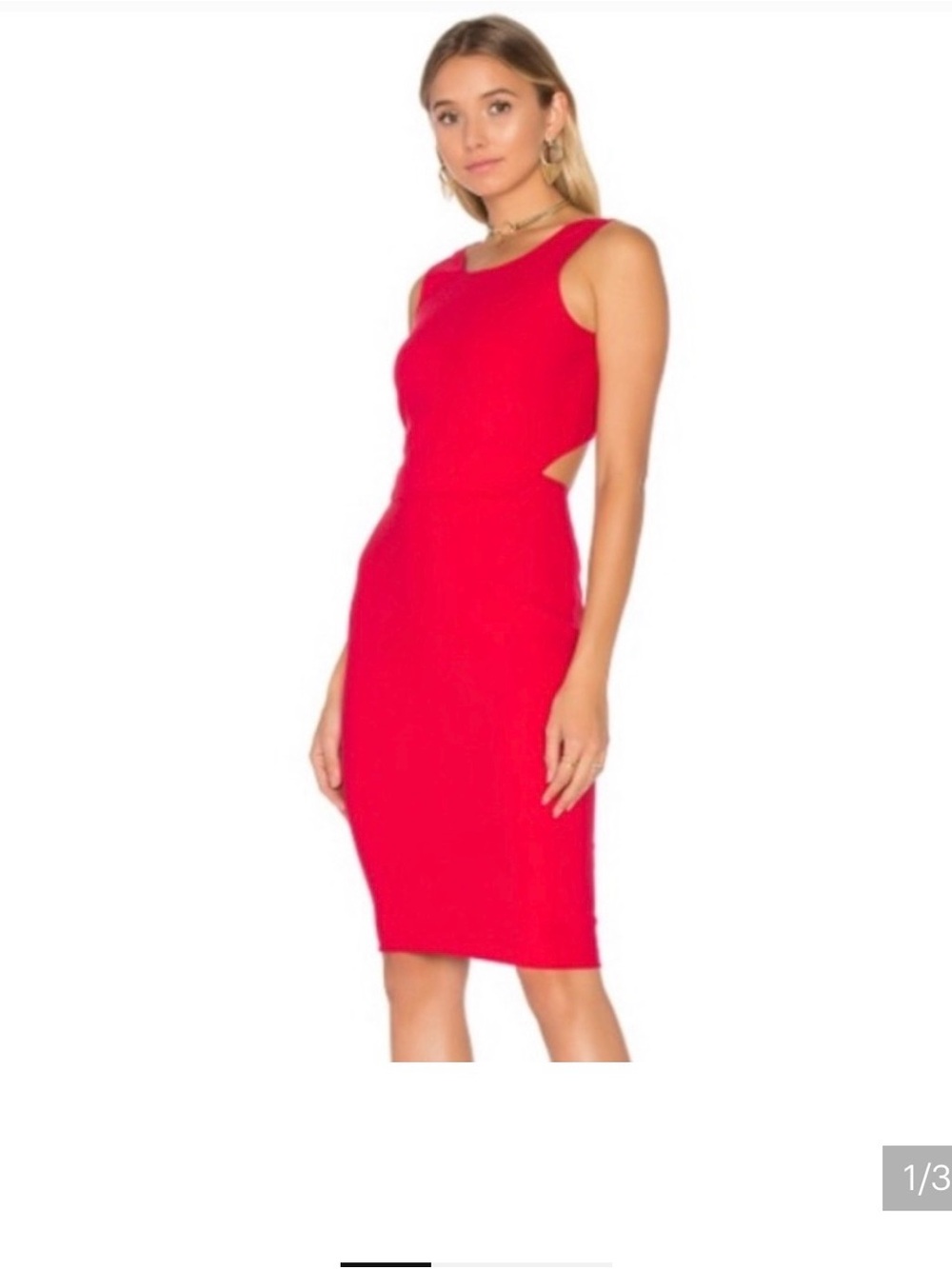 Elizabeth and James Emmy Cutout Sheath Dress Size 2 Cardinal Red Designer $385 - Picture 2 of 12